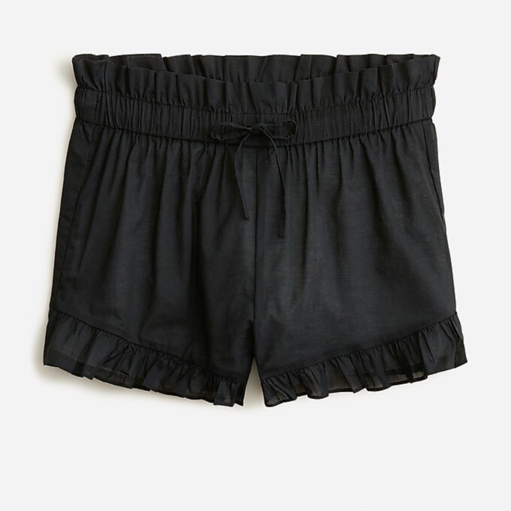 J Crew Cotton voile ruffle beach short black small - Picture 2 of 15